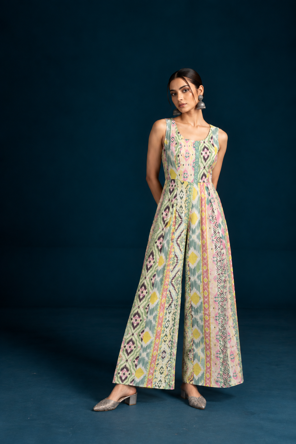 Gul Ikat-inspired Jumpsuit– Pink/Pista Green