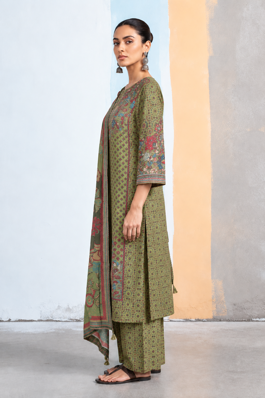 Elaan Kalamkari-inspired Kurta Set-Olive