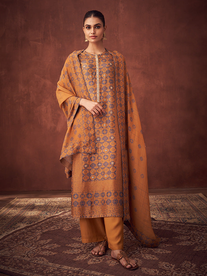 Miraya Unstitched Kurta Set - Mustard