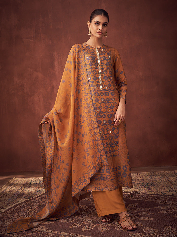 Miraya Unstitched Kurta Set - Mustard