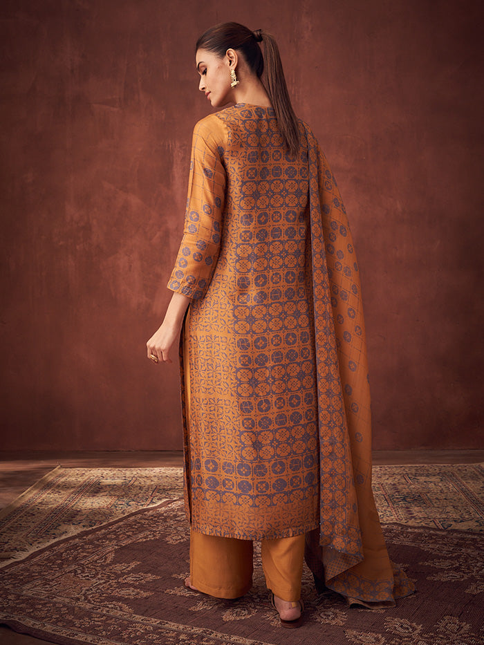 Miraya Unstitched Kurta Set - Mustard