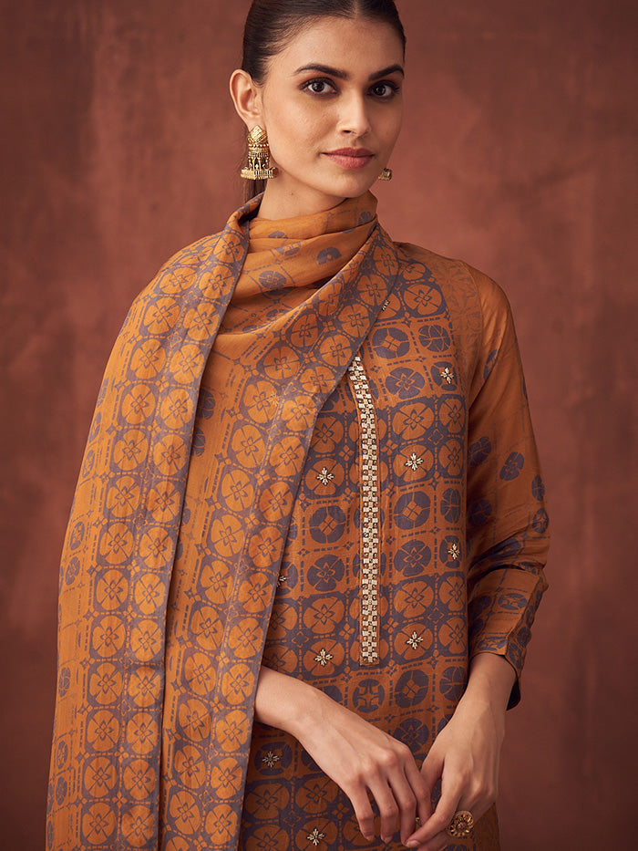 Miraya Unstitched Kurta Set - Mustard