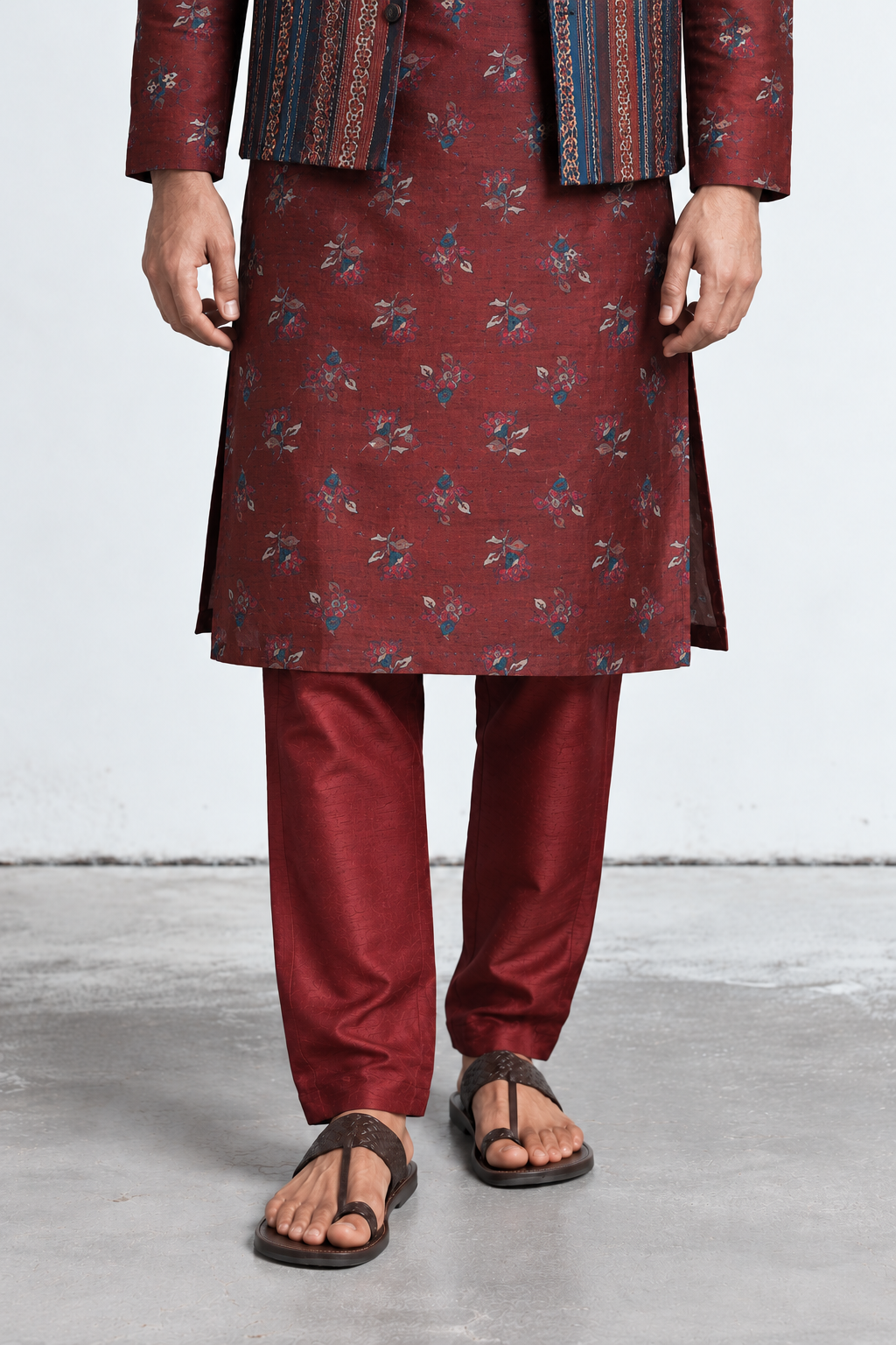 Kair Kalamkari-inspired Pant  - Maroon