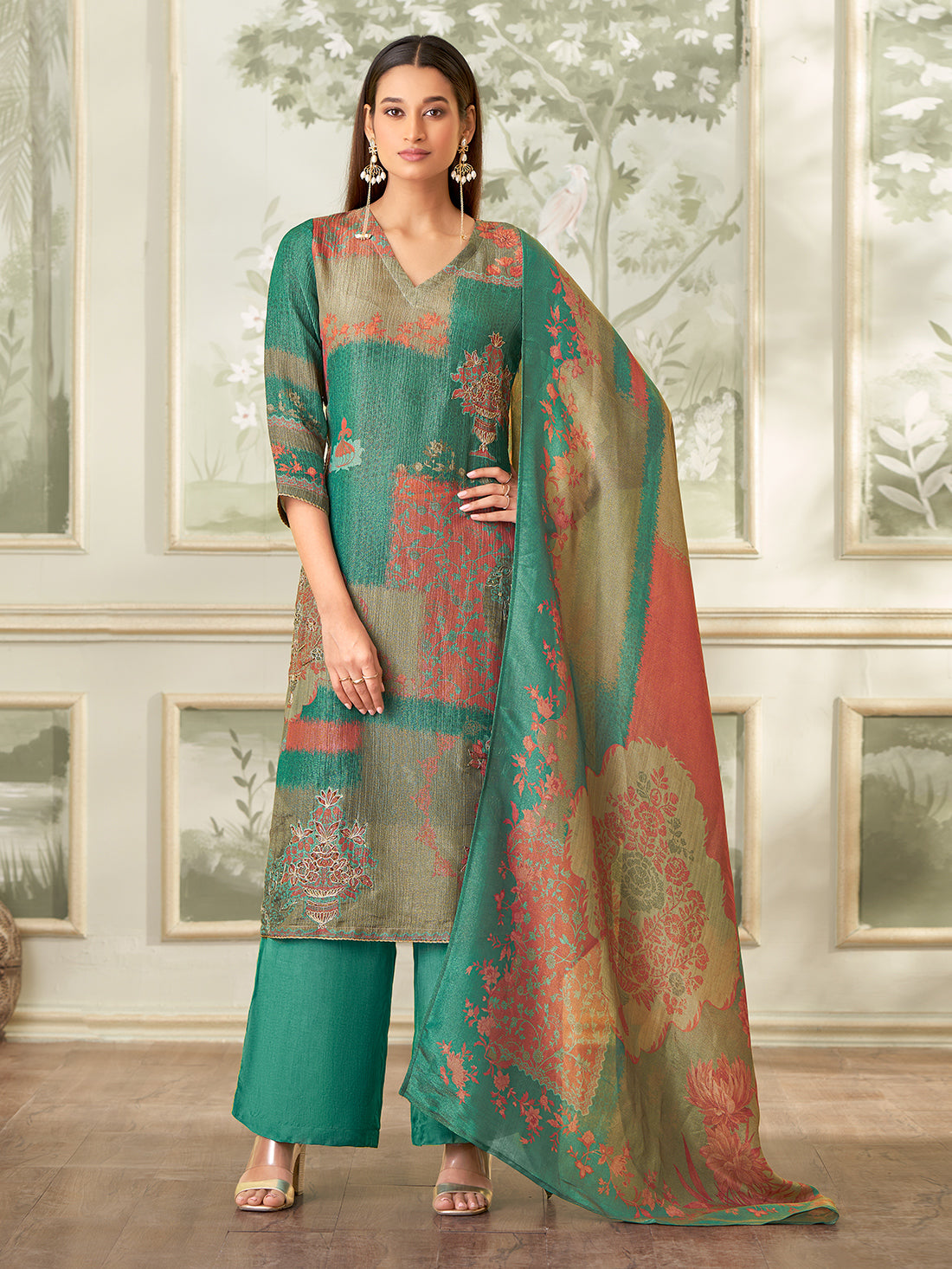 Abhilasha Unstitched Kurta Set - Green