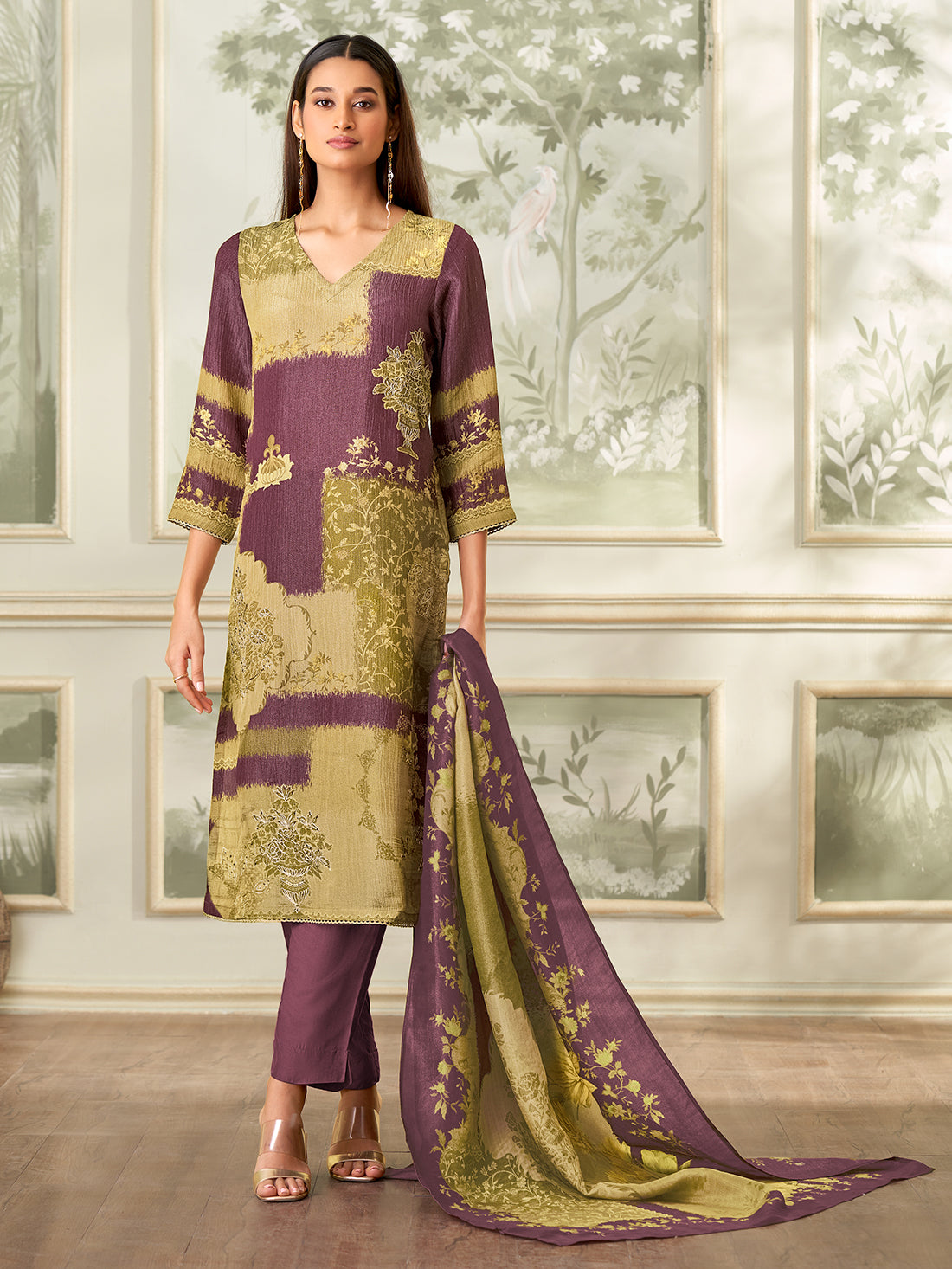 Abhilasha Unstitched Kurta Set - Purple