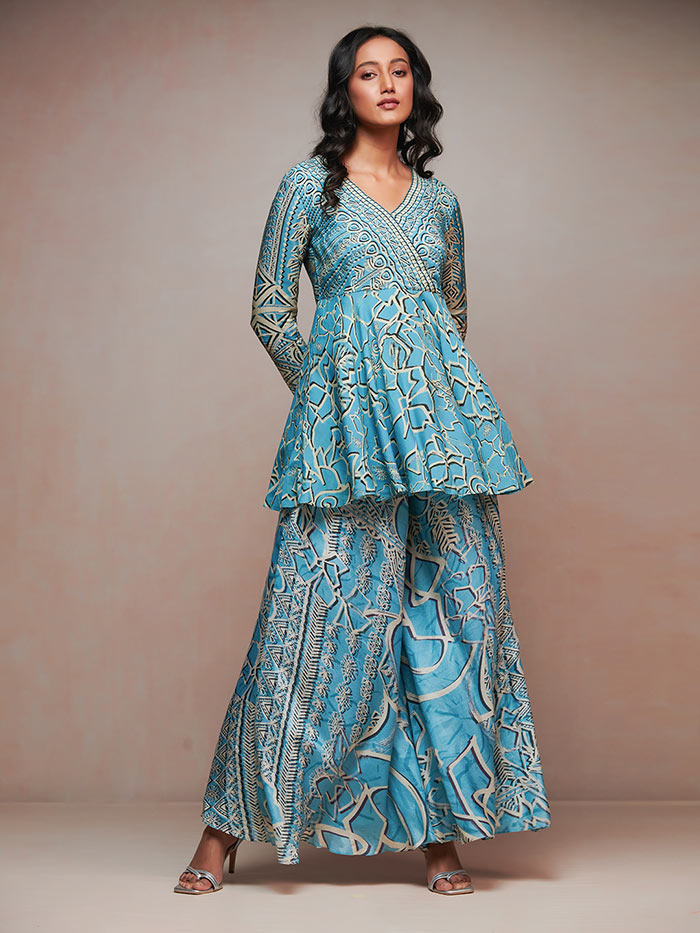 Azure Top and Palazzo Set - Blue