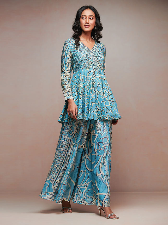Azure Top and Palazzo Set - Blue