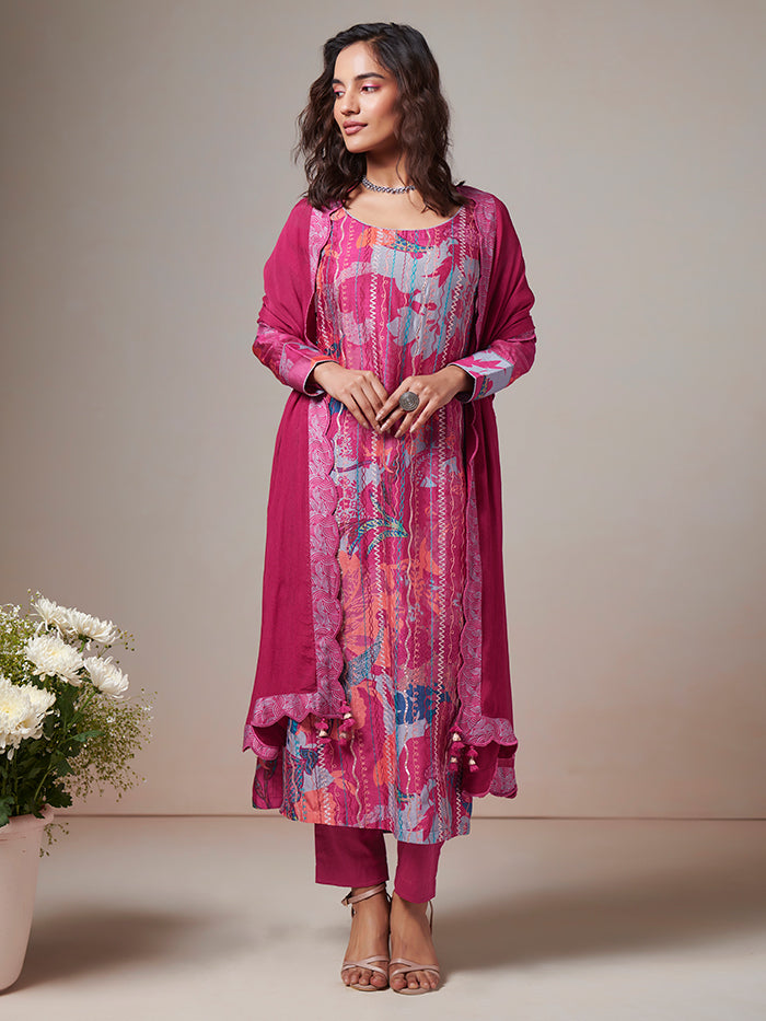 Gul Kurta Set - Dark Pink