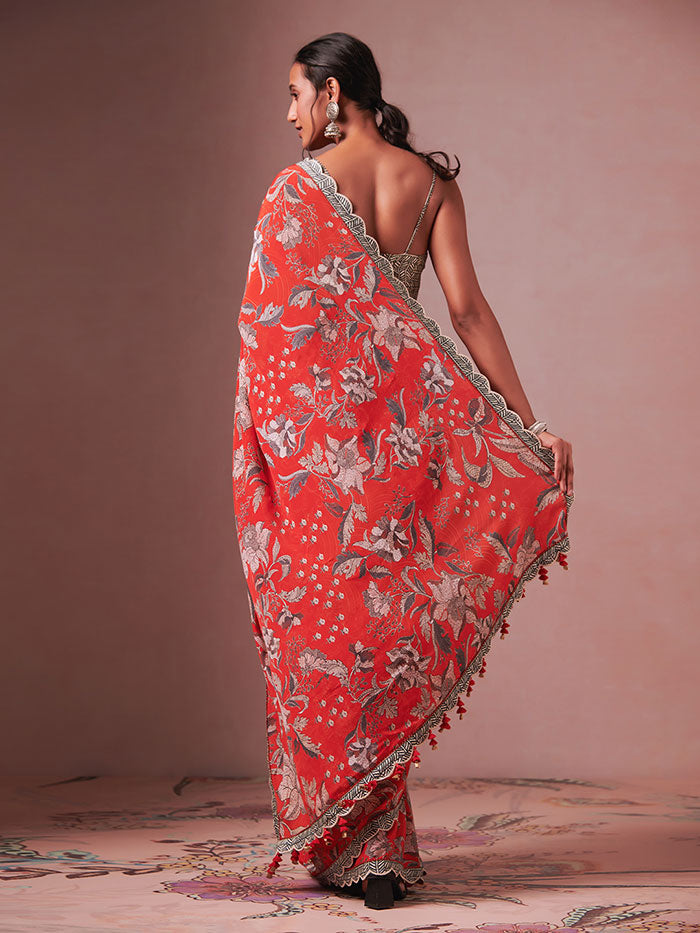 Orchard Saree - Red
