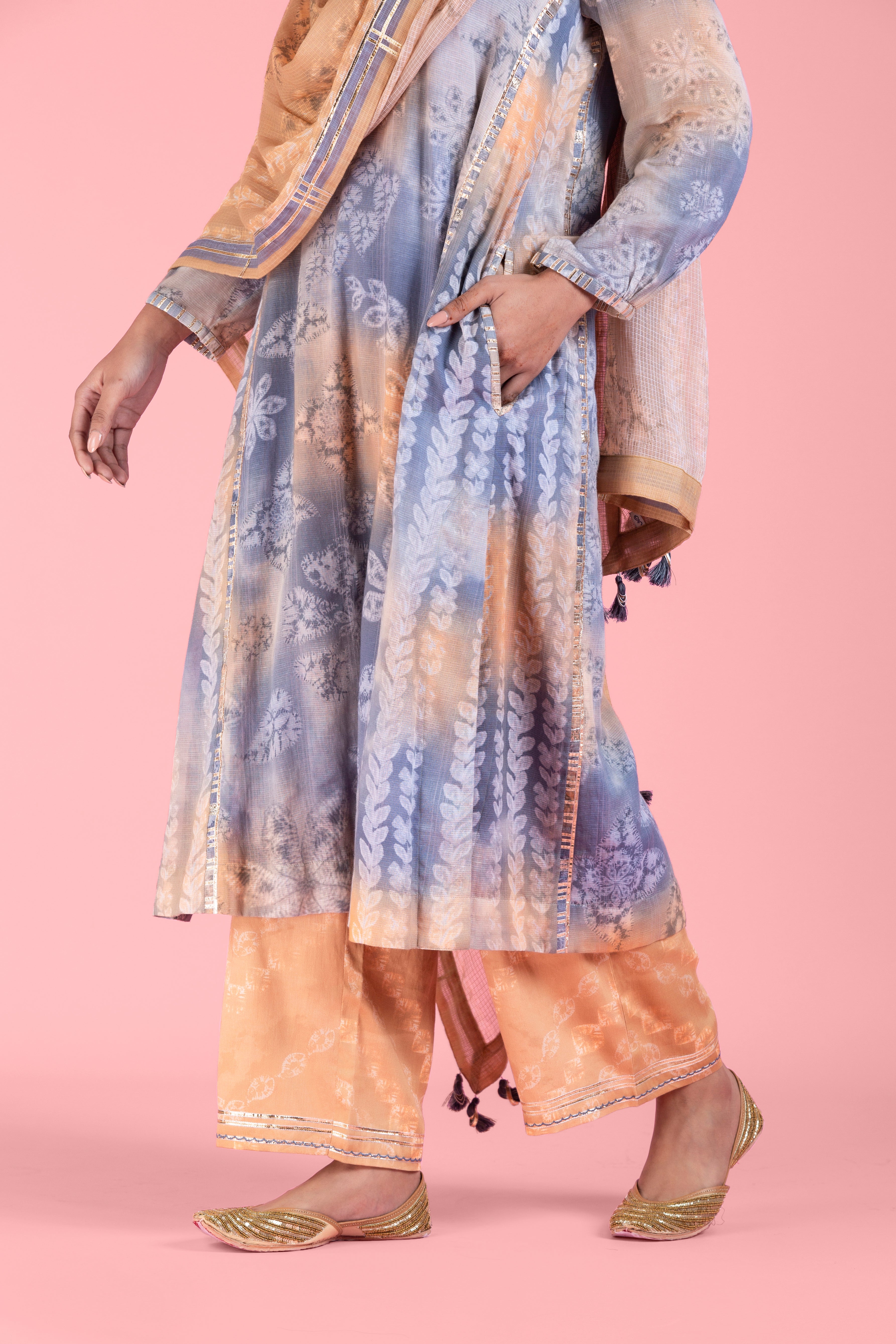 Saanjh Kurta Set with Dupatta-Purple