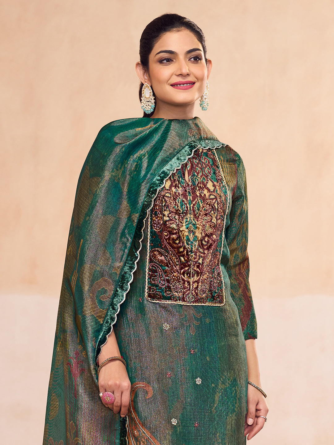 Ahvi Kurta Set with Dupatta -  Green