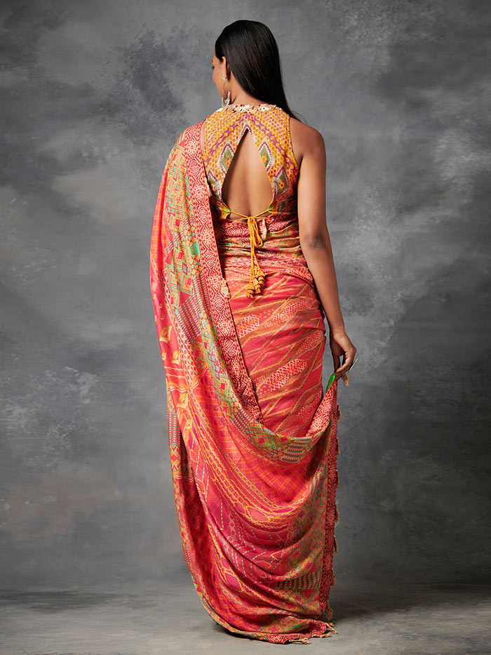 Orange Printed Saree