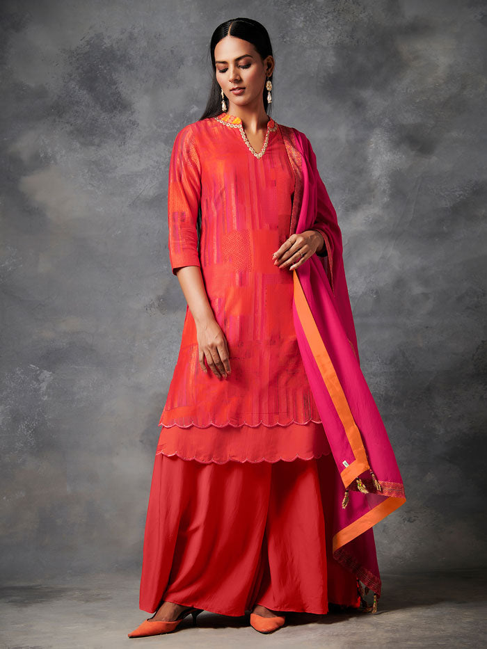 Alaay Bright Red Kurta Set with Dupatta
