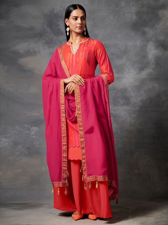 Alaay Bright Red Kurta Set with Dupatta