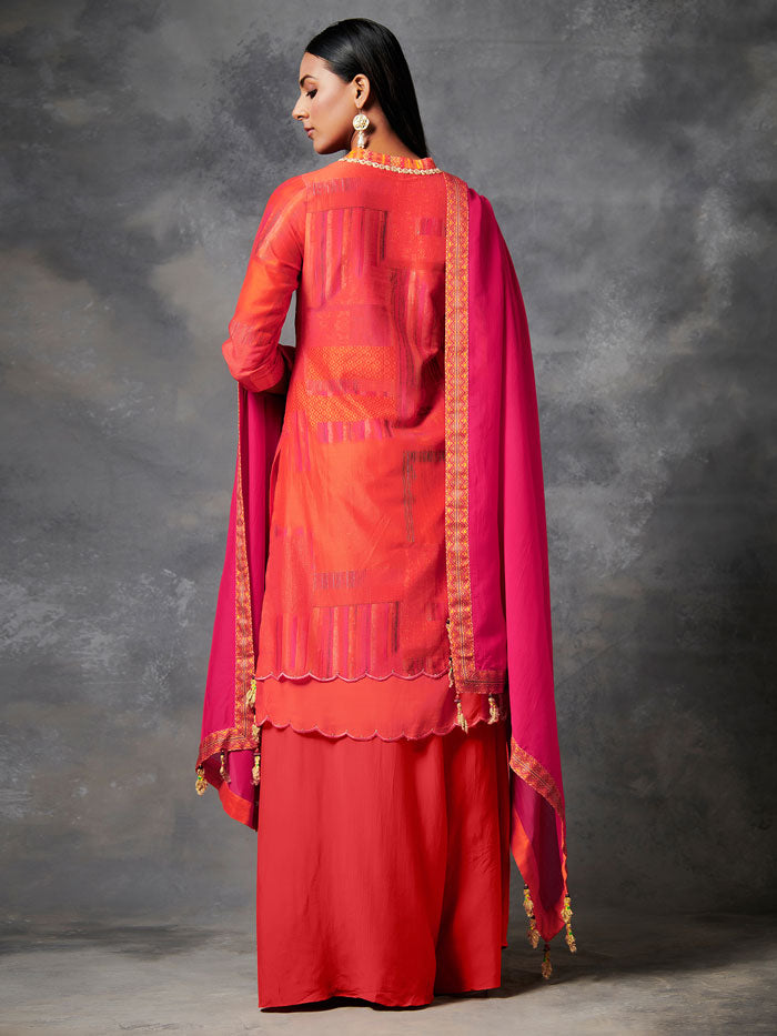 Alaay Bright Red Kurta Set with Dupatta