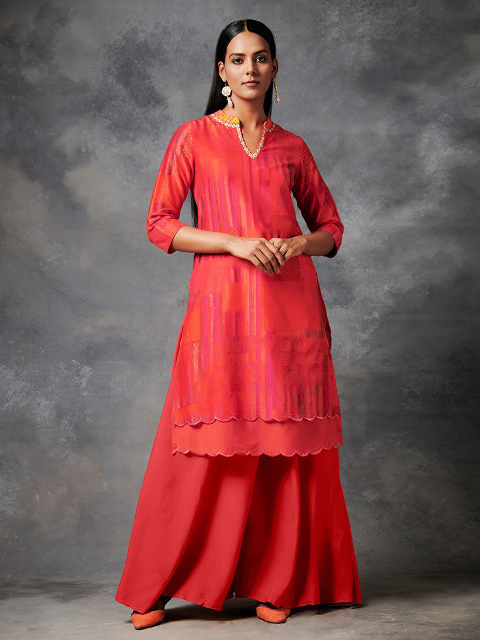 Alaay Bright Red Kurta Set with Dupatta