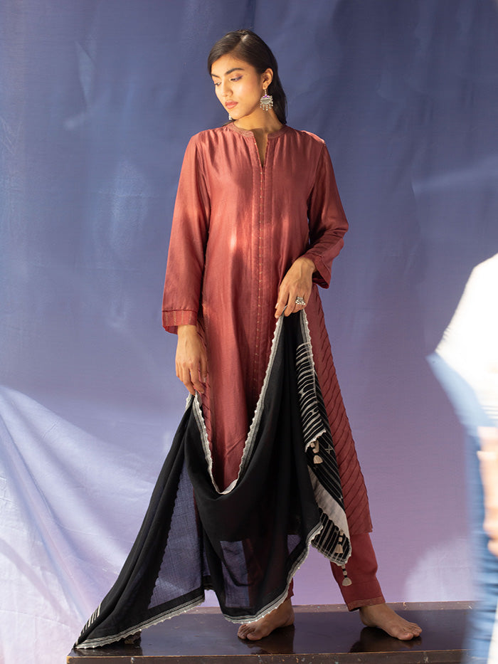 Azeez Wine Color Kurta Set