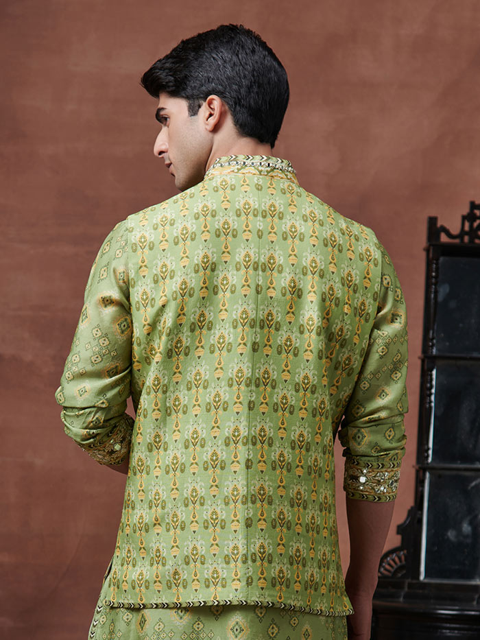 Sage Green Printed Bandi | Shop Saundh Man