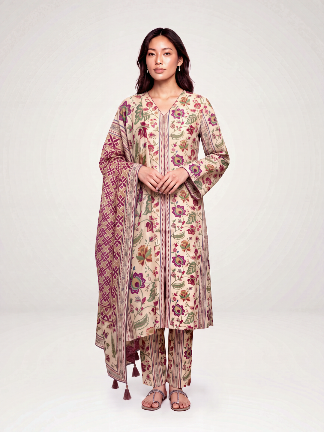 Gulmohar Kurta Set - Beige