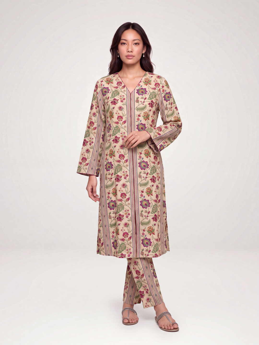 Gulmohar Kurta Set - Beige