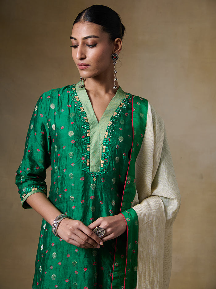 Kanan Kurta Set - Green