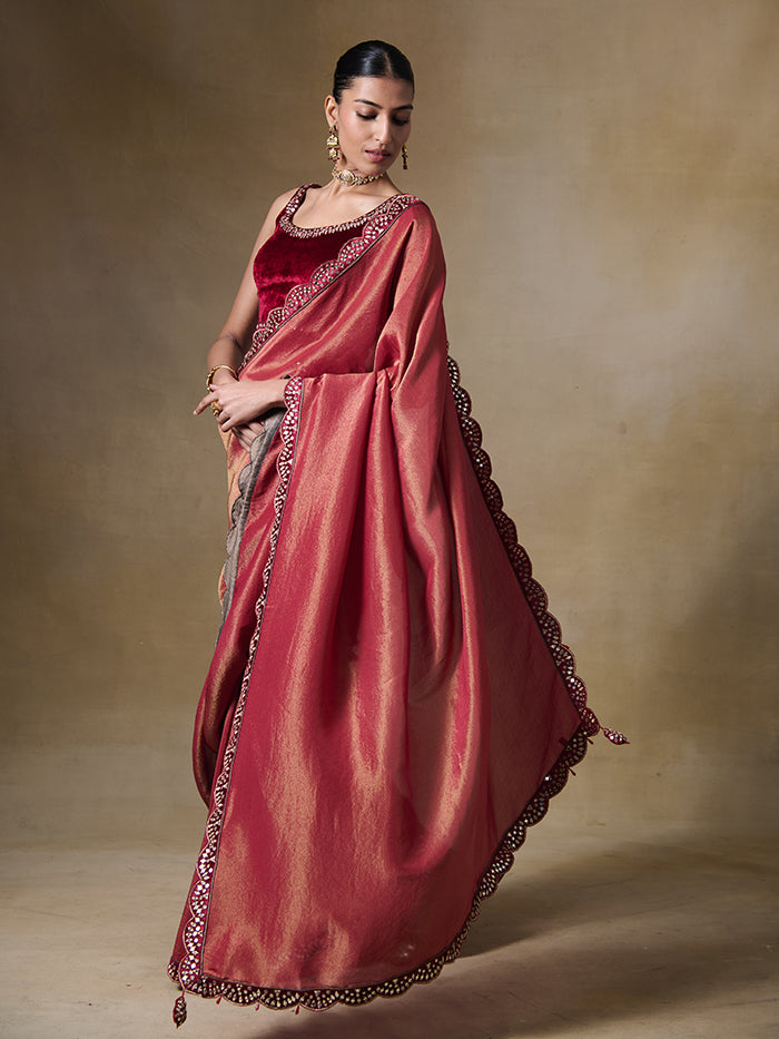 Alam Saree - Maroon