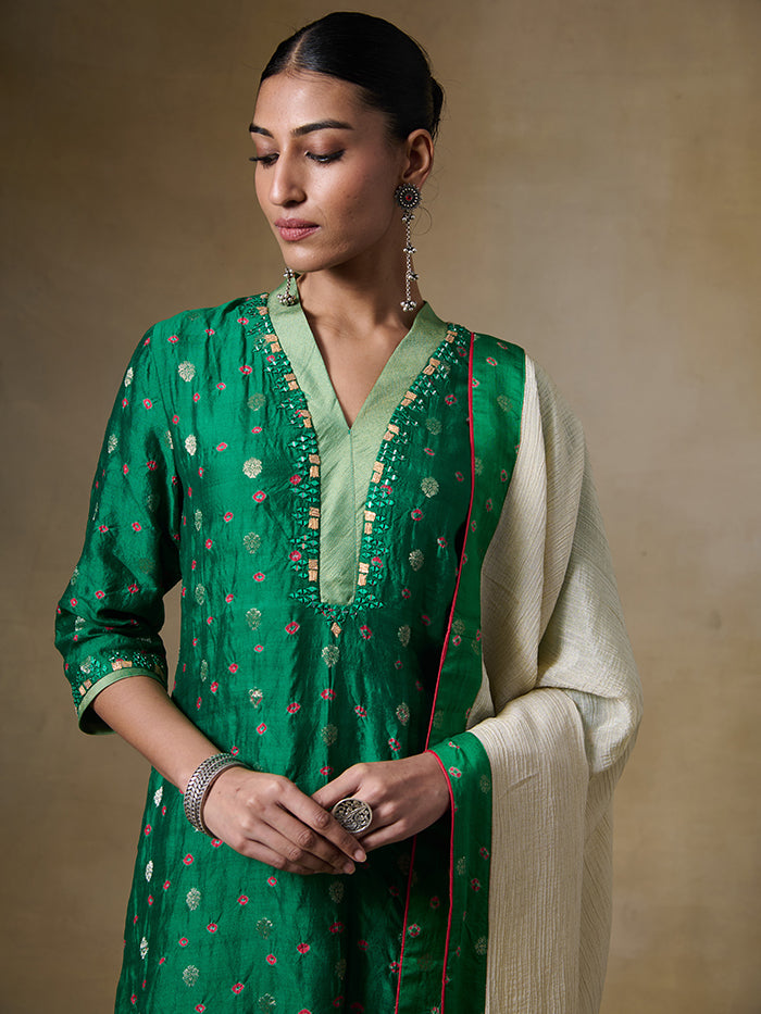 Kanan Kurta Set - Green