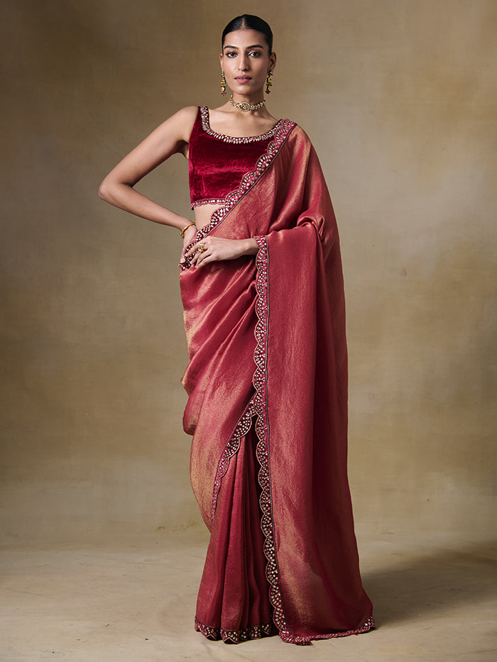 Alam Saree - Maroon