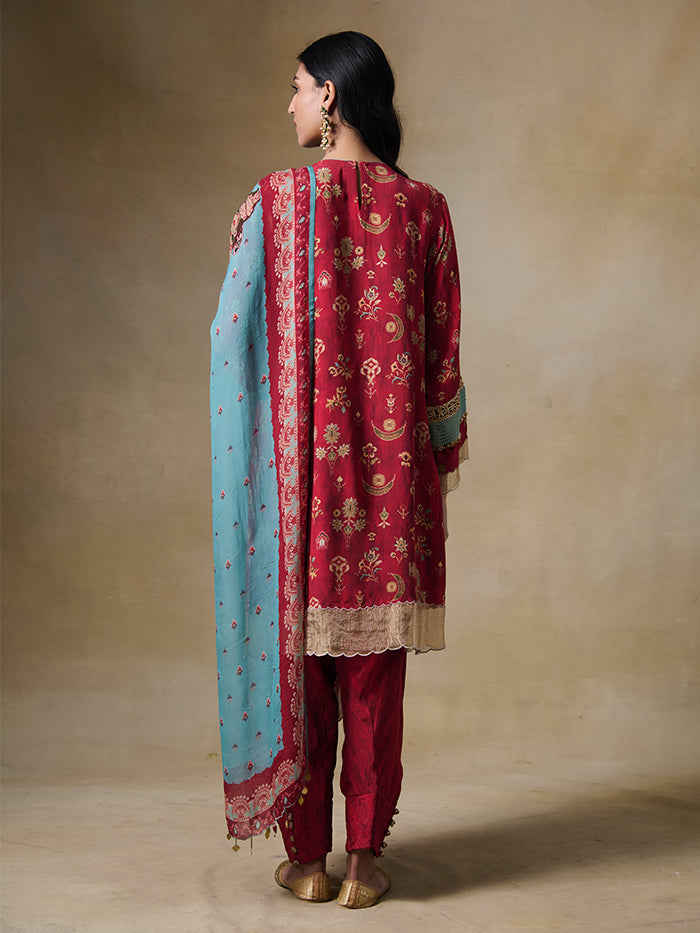 Jannat Kurta Set with Dupatta – Maroon