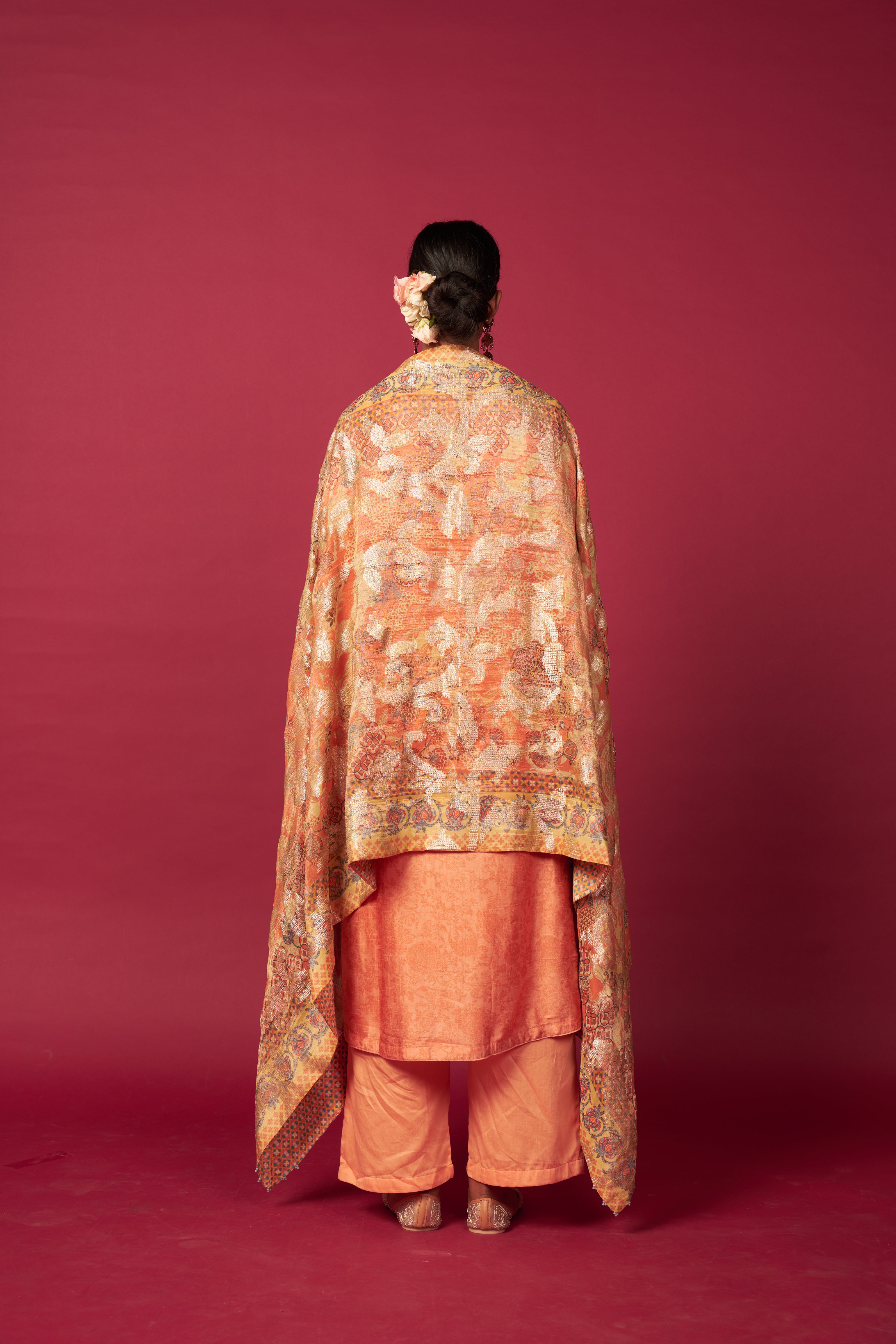 Zeyb Kurta Set with Dupatta - Peach