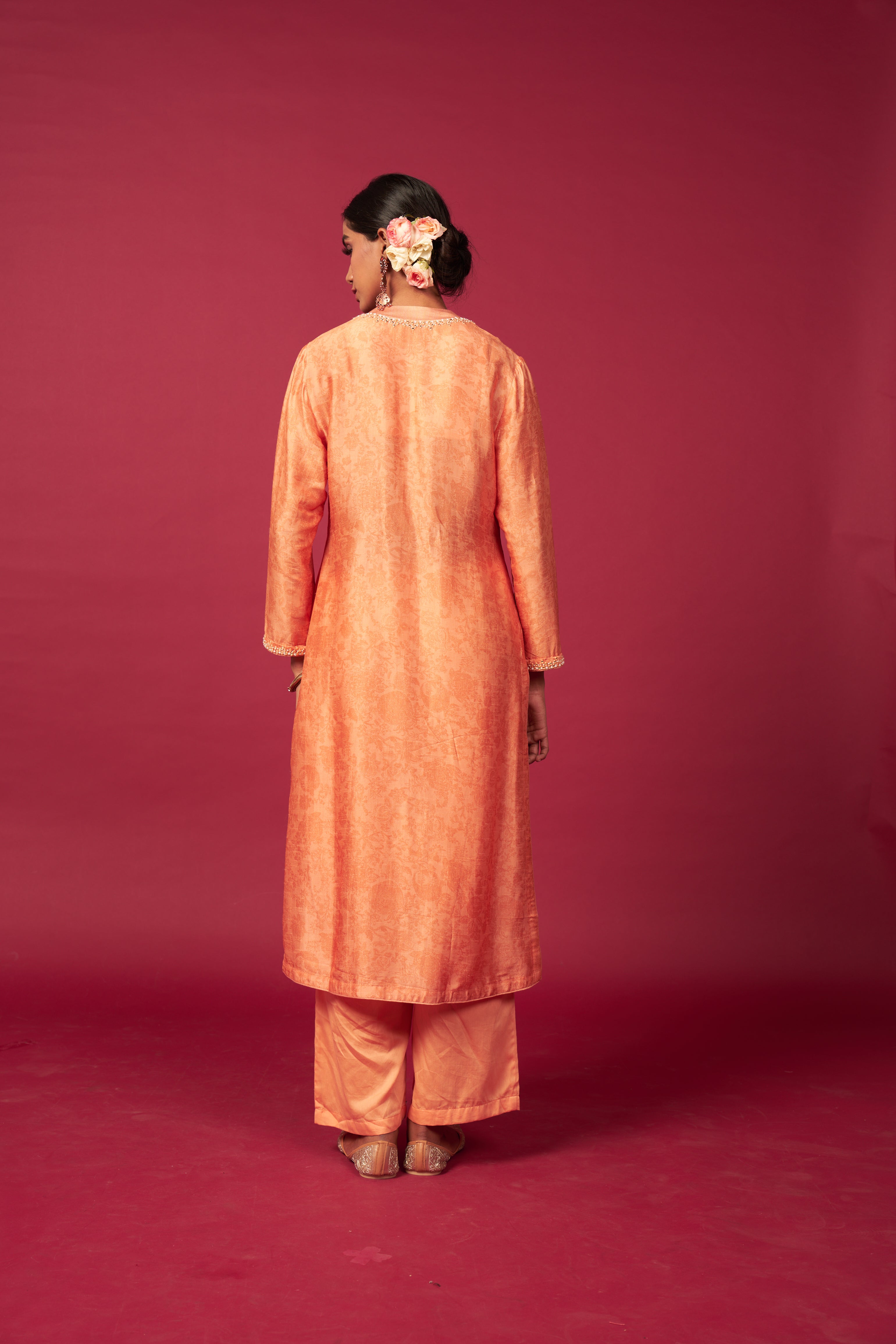 Zeyb Kurta Set with Dupatta - Peach