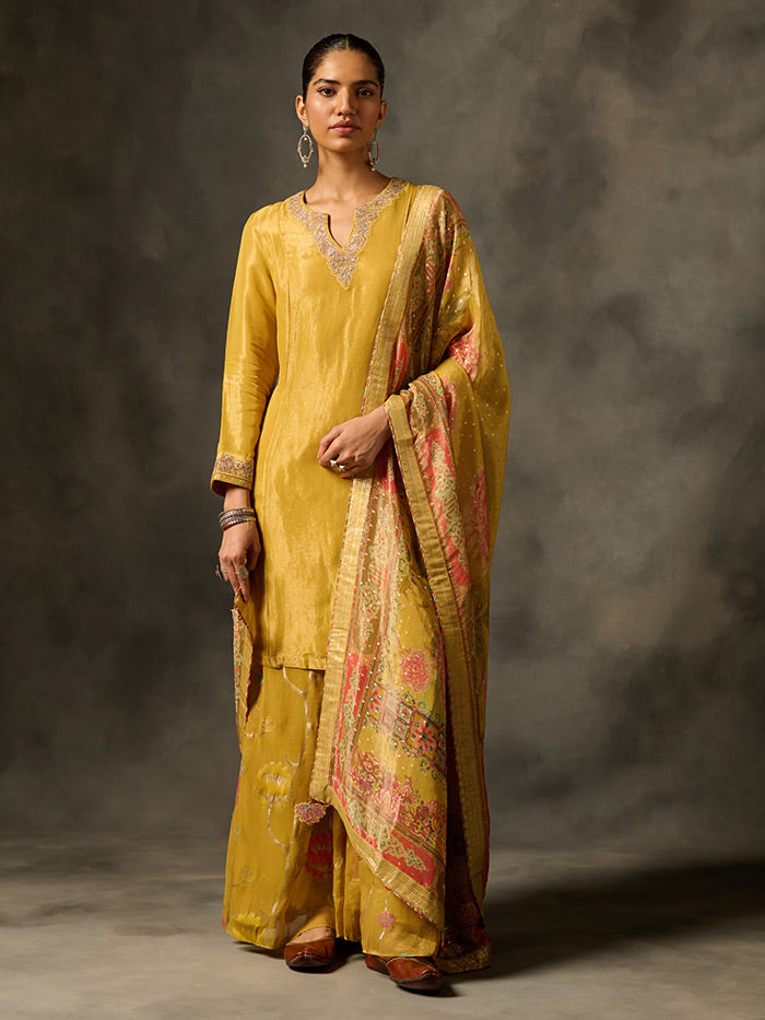 Nyima Kurta Set with Dupatta - Yellow