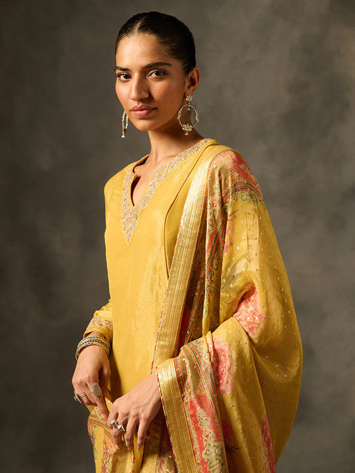 Nyima Kurta Set with Dupatta - Yellow