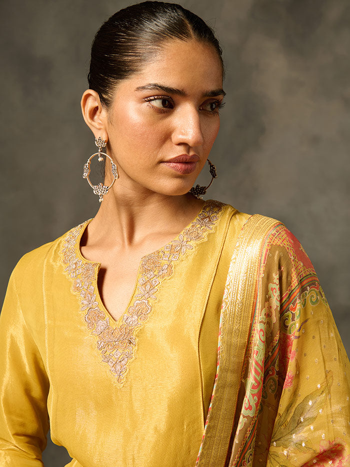 Nyima Kurta Set with Dupatta - Yellow