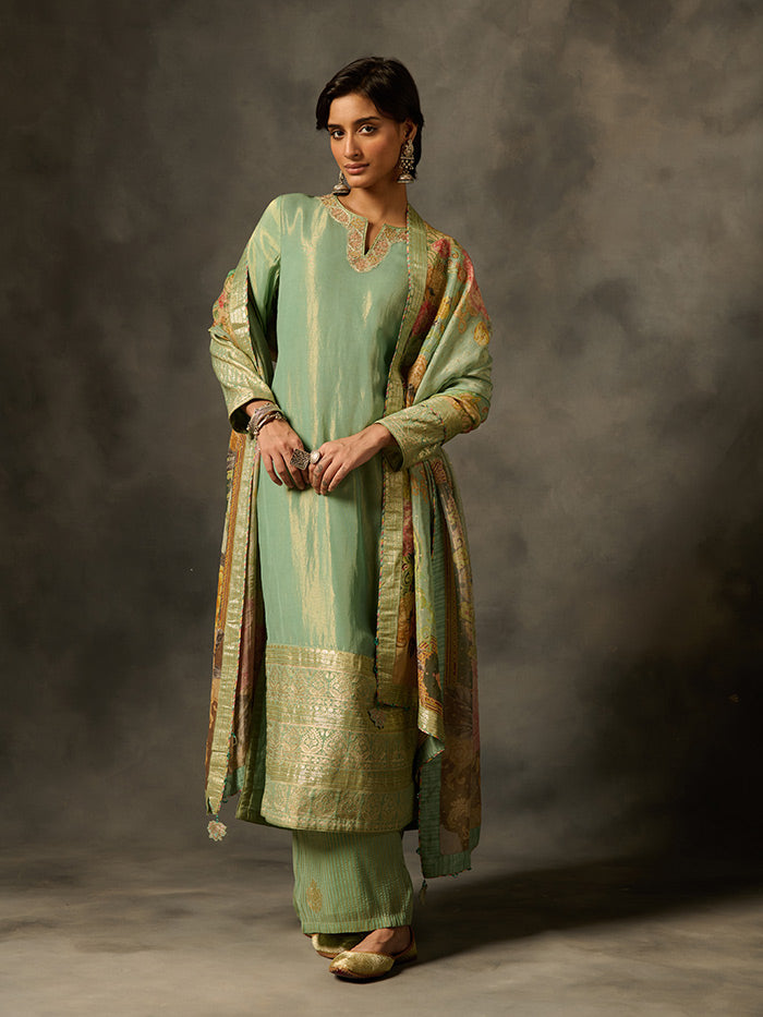 Tashi Kurta Set with Dupatta - Teal