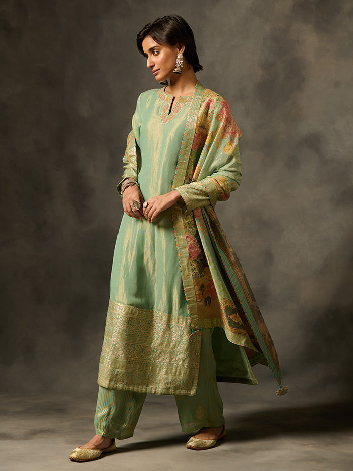 Tashi Kurta Set with Dupatta - Teal