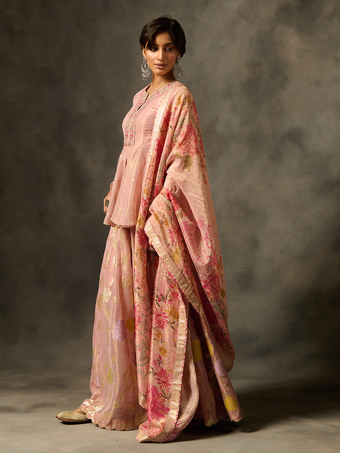 Irja Sharara set with Dupatta - Pink