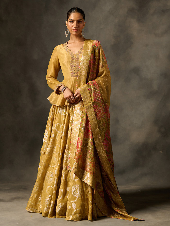 Irja Lehenga set with Dupatta - Yellow