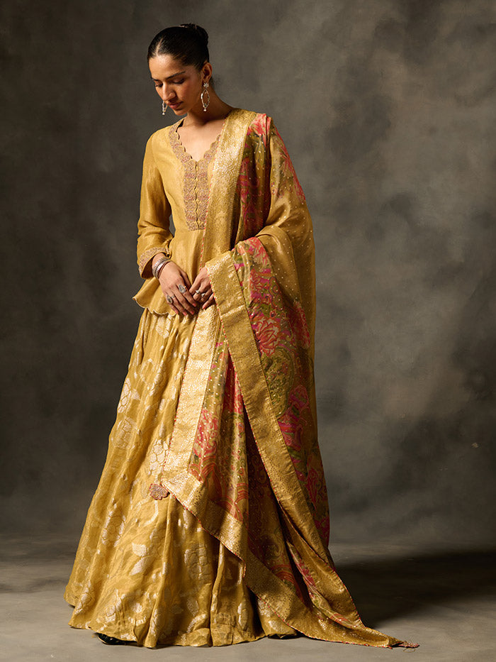 Irja Lehenga set with Dupatta - Yellow