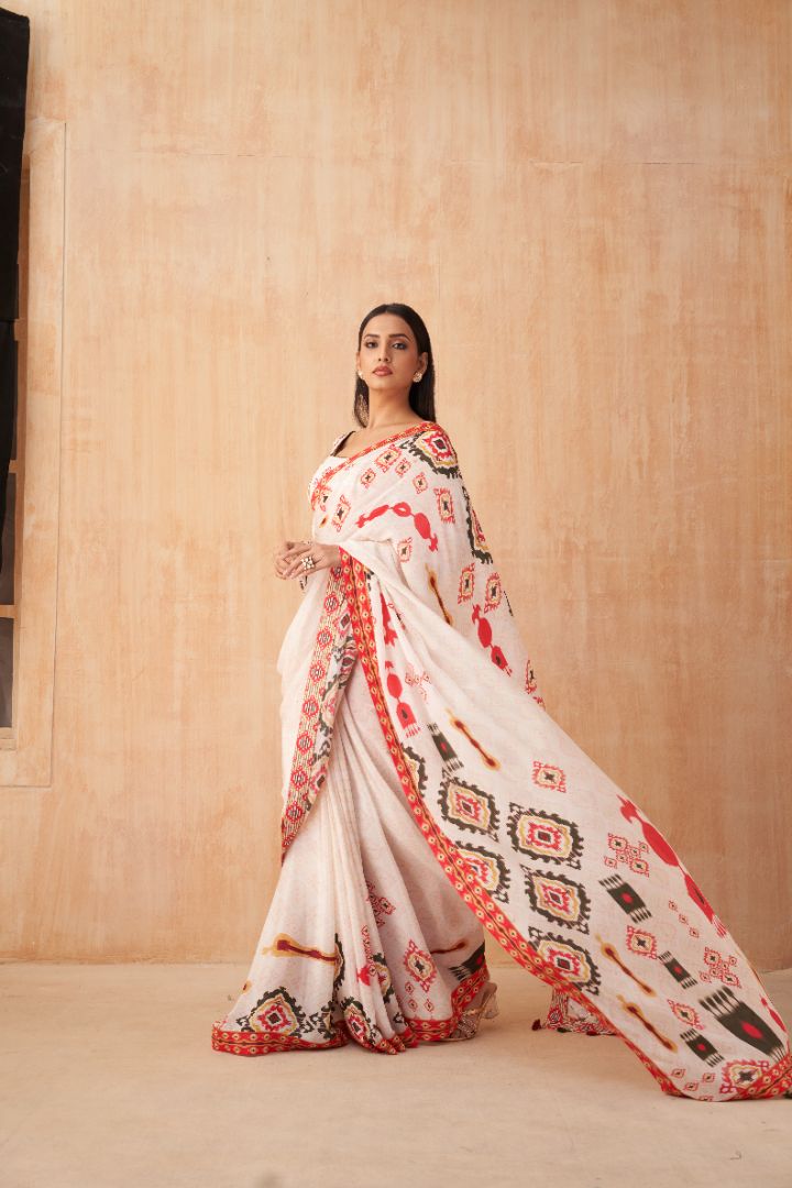 Pooja Saree - Offwhite