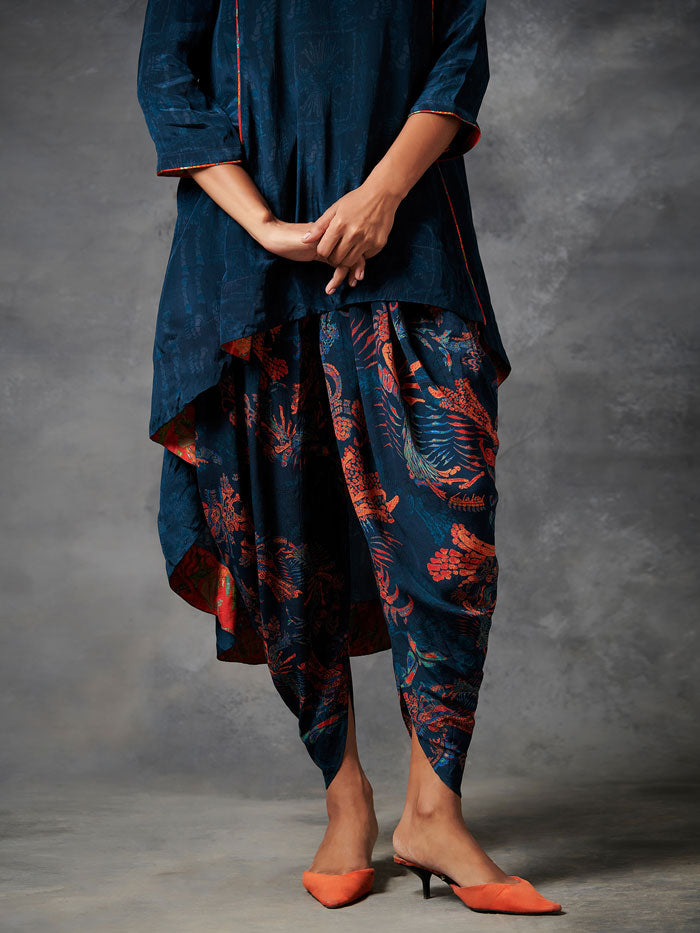 Darkha Blue High Low Top Dhoti Set