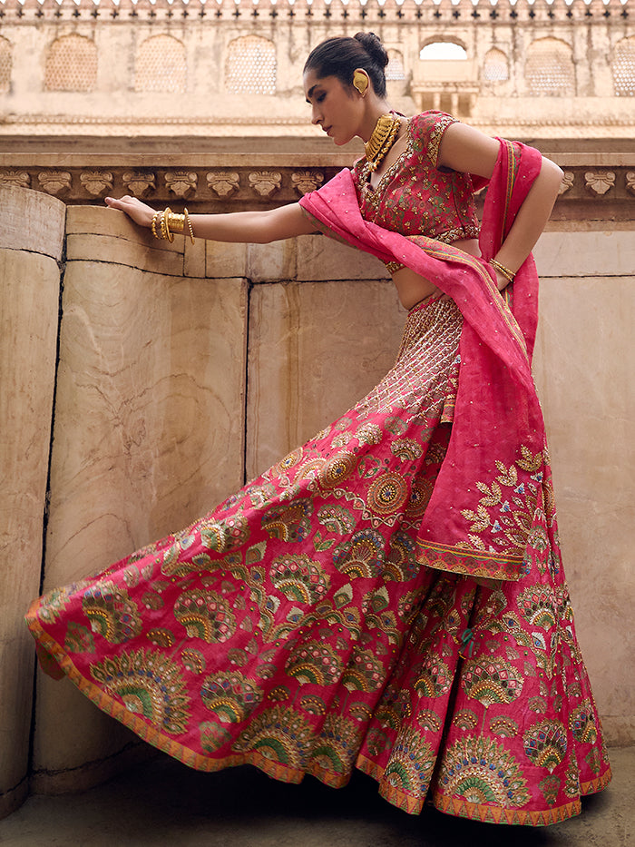 Iravati Lehenga Set - Pink