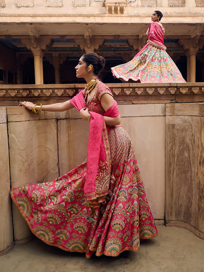 Iravati Lehenga Set - Pink