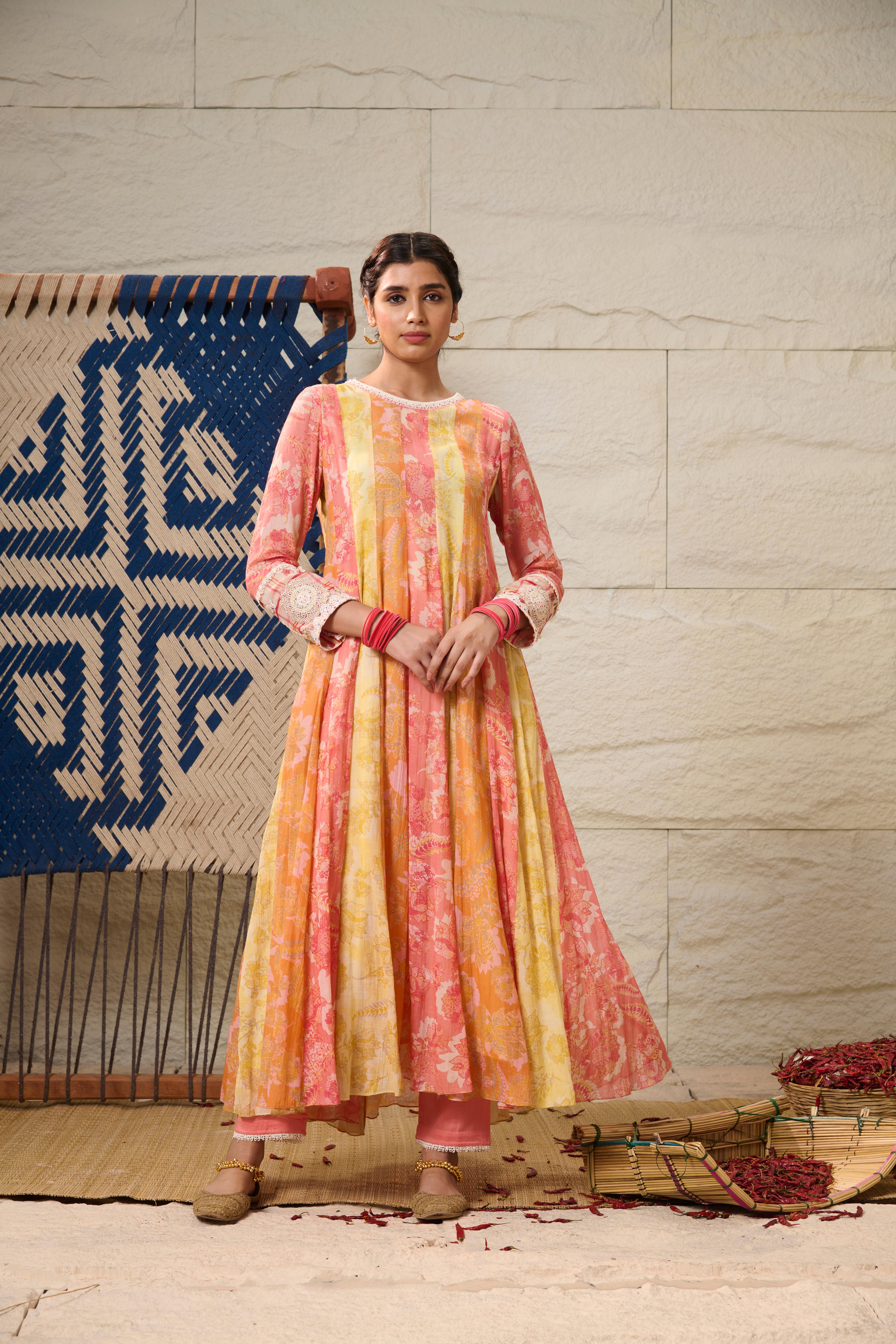 Peony Kurta Set with Dupatta - Multicoloured