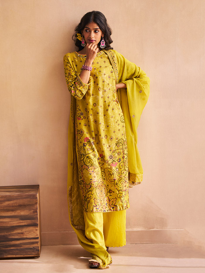 Zoya Kurta Set with Dupatta - Yellow