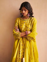 Yellow Printed Kurta & Bottom| Shop Saundh