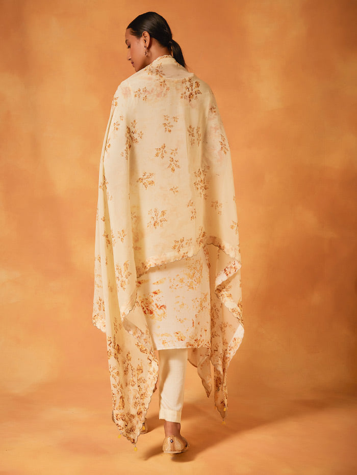 Seraph Kurta Set with Dupatta - Ivory