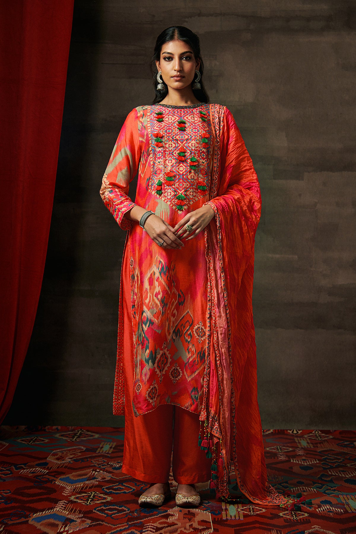Hema Kurta Set with Dupatta - Apricot