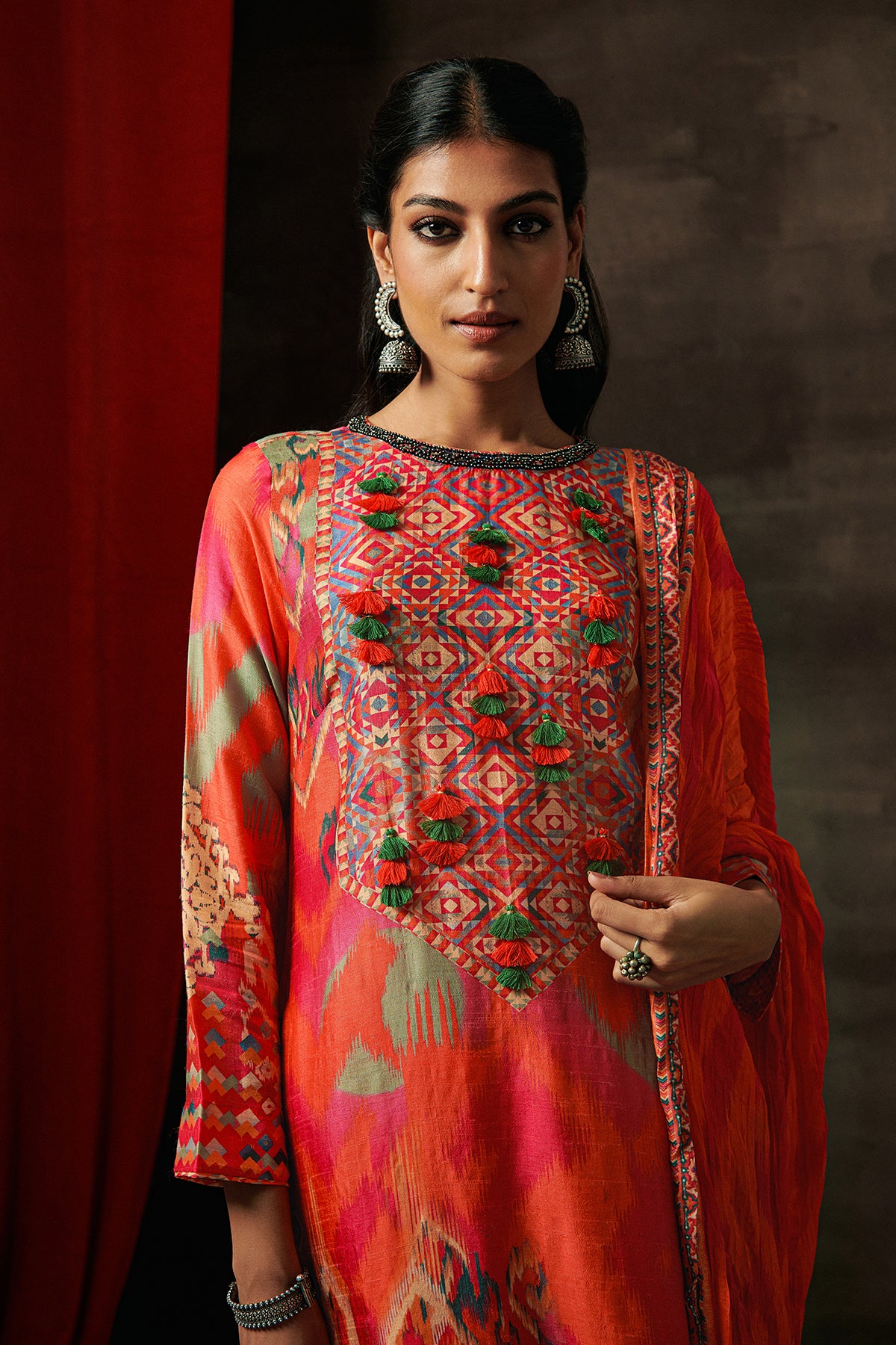 Hema Kurta Set with Dupatta - Apricot