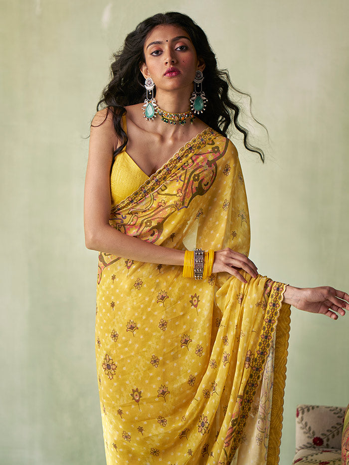 Zeenat Saree - Yellow